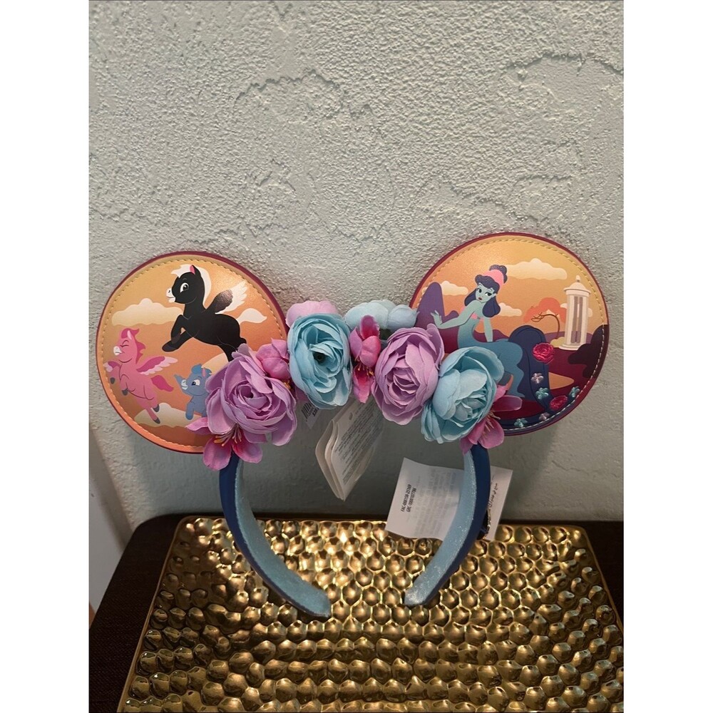 #2329**Floral Fantasy Mouse Ear Headband - Blue & Pink